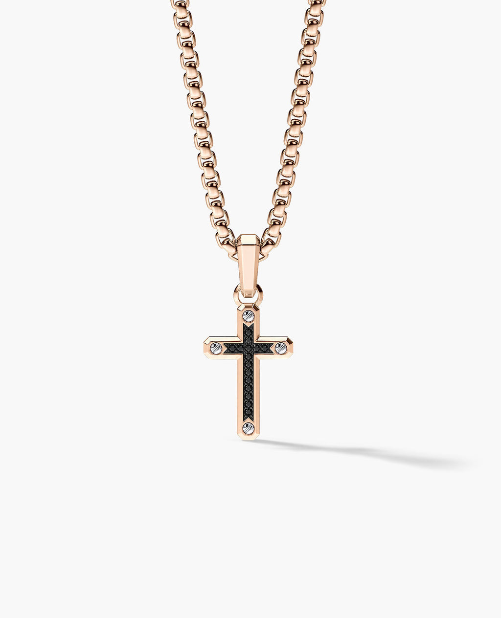 CROSS Two-Tone Gold Pendant with Black Diamonds