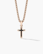 CROSS Two-Tone Gold Pendant with Black Diamonds