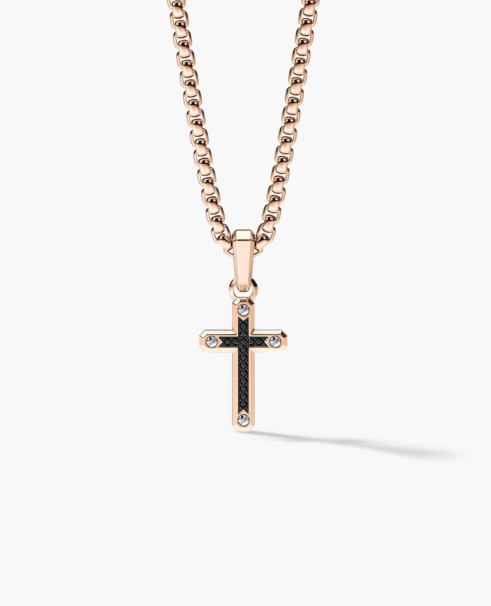 CROSS Two-Tone Gold Pendant with Black Diamonds