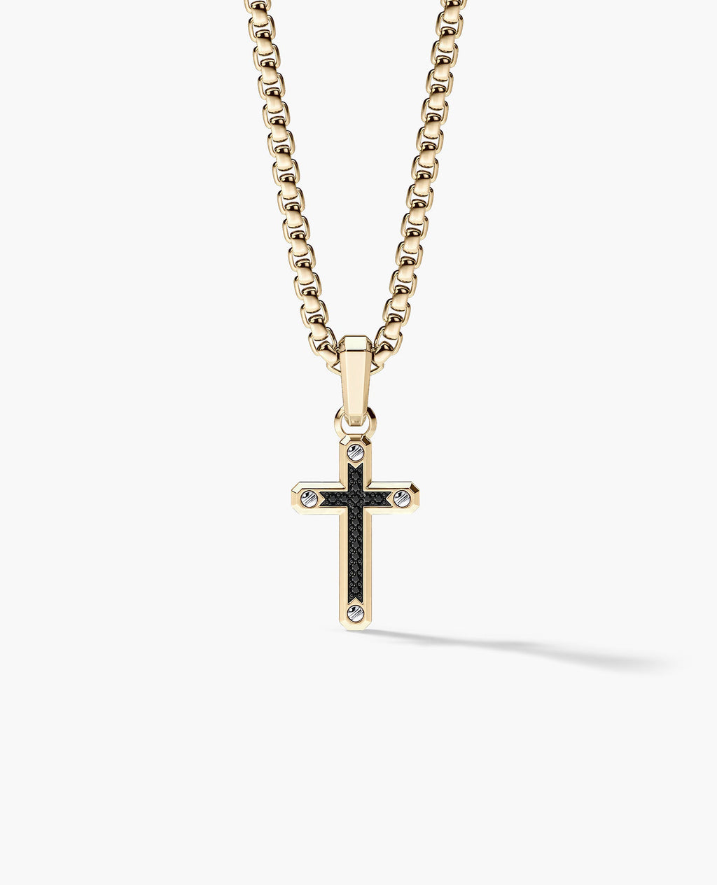 CROSS Two-Tone Gold Pendant with Black Diamonds