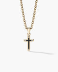 CROSS Two-Tone Gold Pendant with Black Diamonds