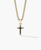 CROSS Two-Tone Gold Pendant with Black Diamonds