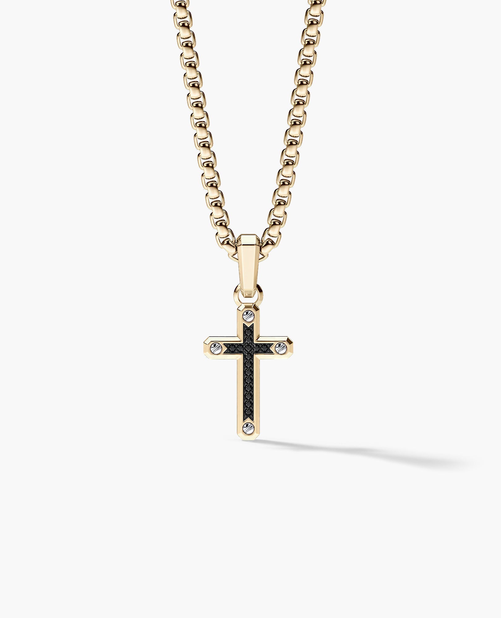 CROSS Two-Tone Gold Pendant with Black Diamonds