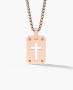SHADOW CROSS Gold Dog Tag Pendant