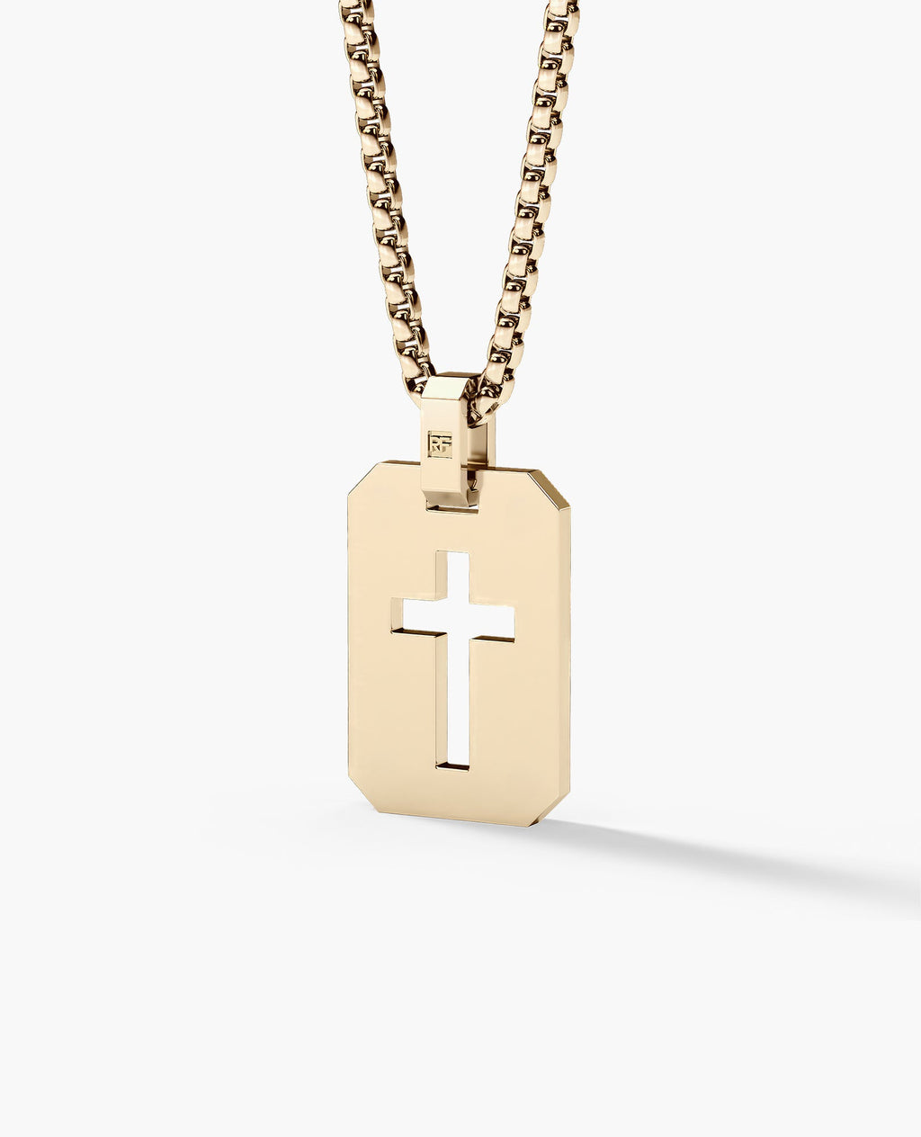 SHADOW CROSS Gold Dog Tag Pendant