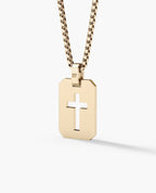 SHADOW CROSS Gold Dog Tag Pendant
