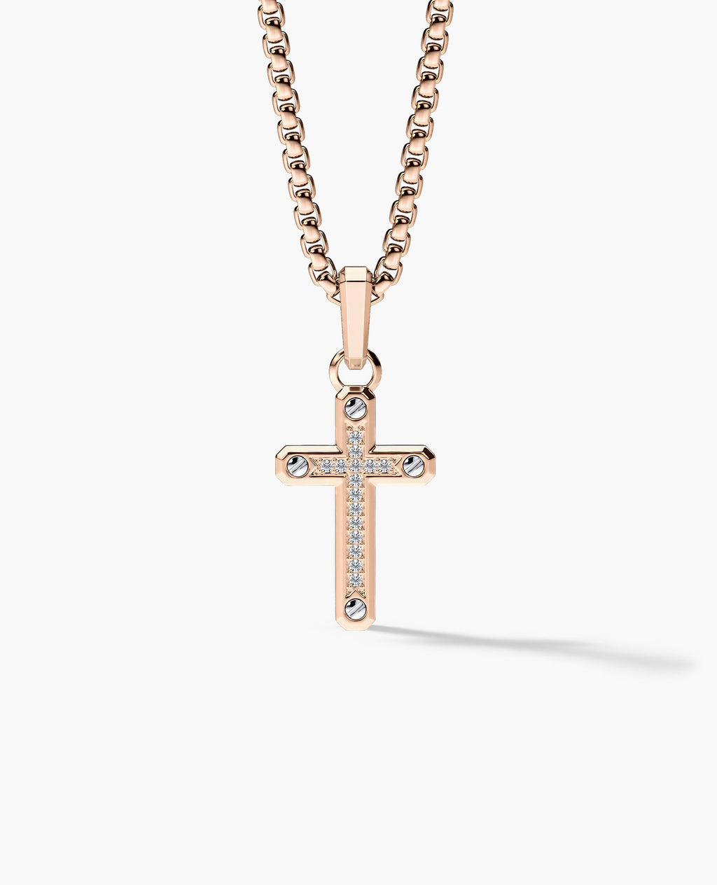 CROSS Two-Tone Gold Pendant with 0.05ct Diamonds - 25mm
