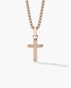 CROSS Two-Tone Gold Pendant with 0.05ct Diamonds - 25mm