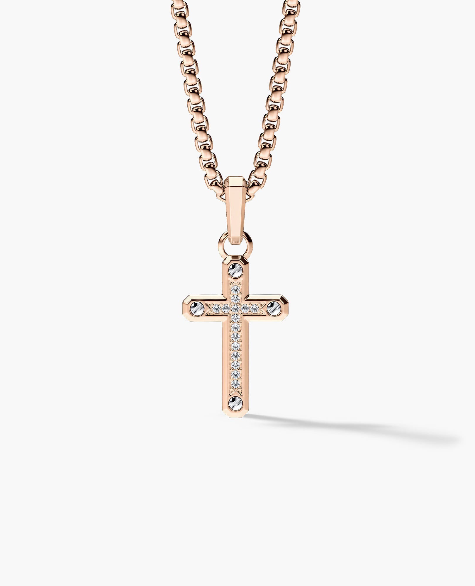 CROSS Two-Tone Gold Pendant with 0.05ct Diamonds - 25mm