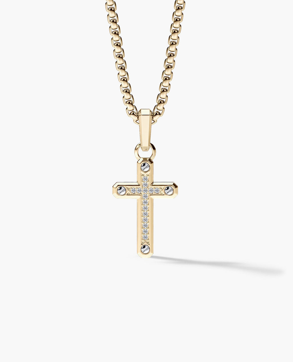 CROSS Two-Tone Gold Pendant with 0.05ct Diamonds - 25mm