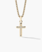 CROSS Two-Tone Gold Pendant with 0.05ct Diamonds - 25mm
