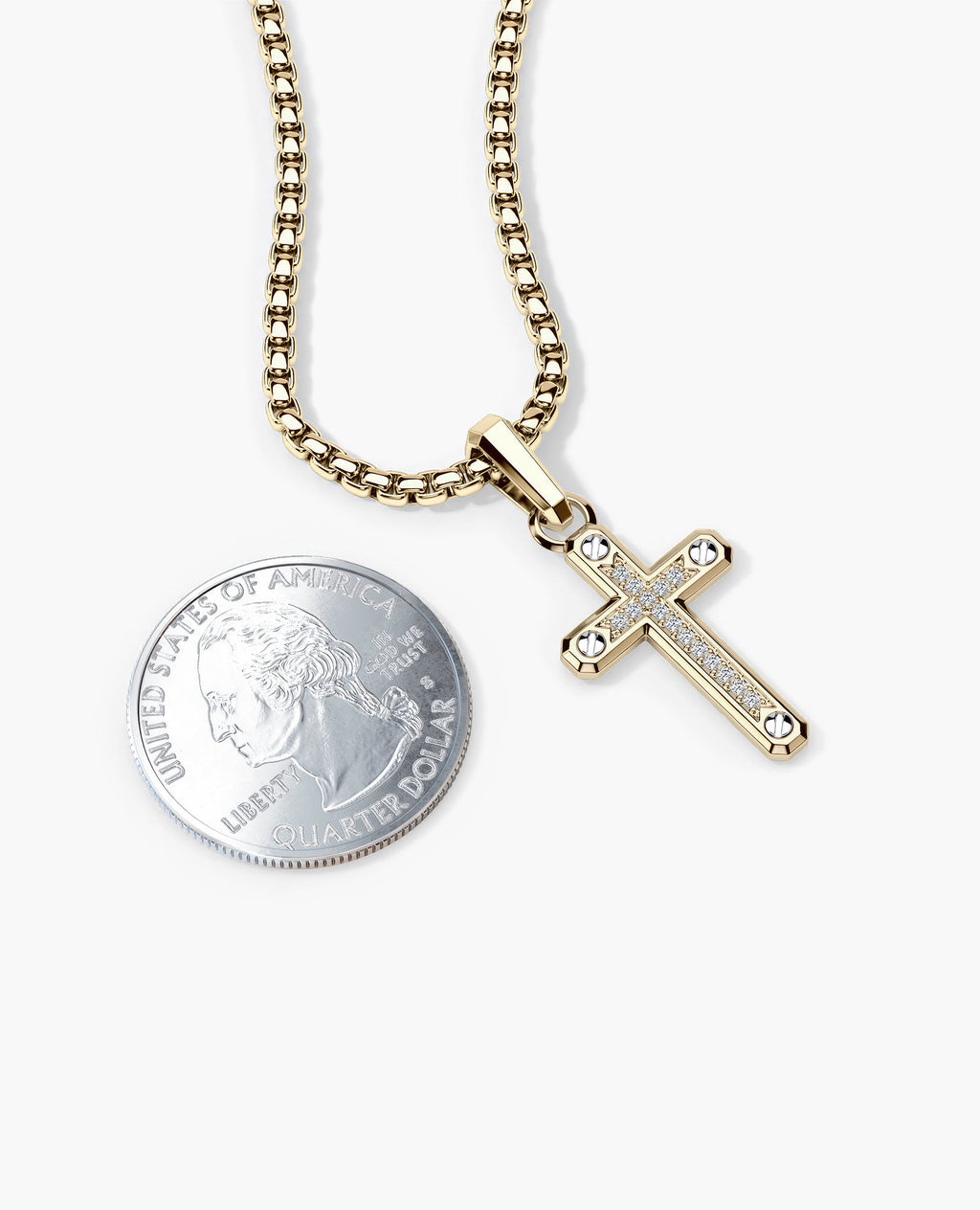 CROSS Two-Tone Gold Pendant with 0.05ct Diamonds - 25mm