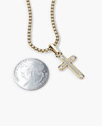 CROSS Two-Tone Gold Pendant with 0.05ct Diamonds - 25mm