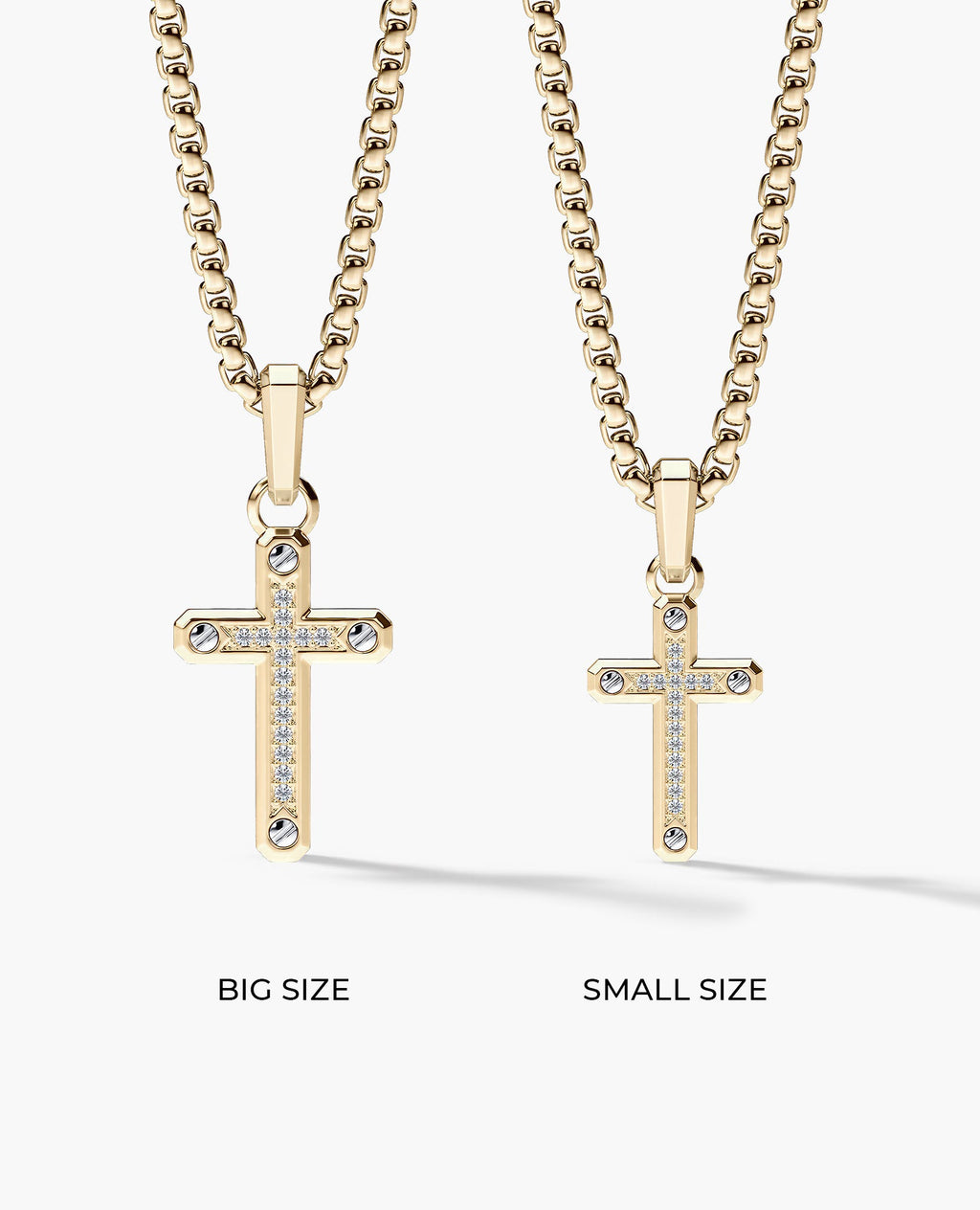 CROSS Two-Tone Gold Pendant with 0.05ct Diamonds - 25mm