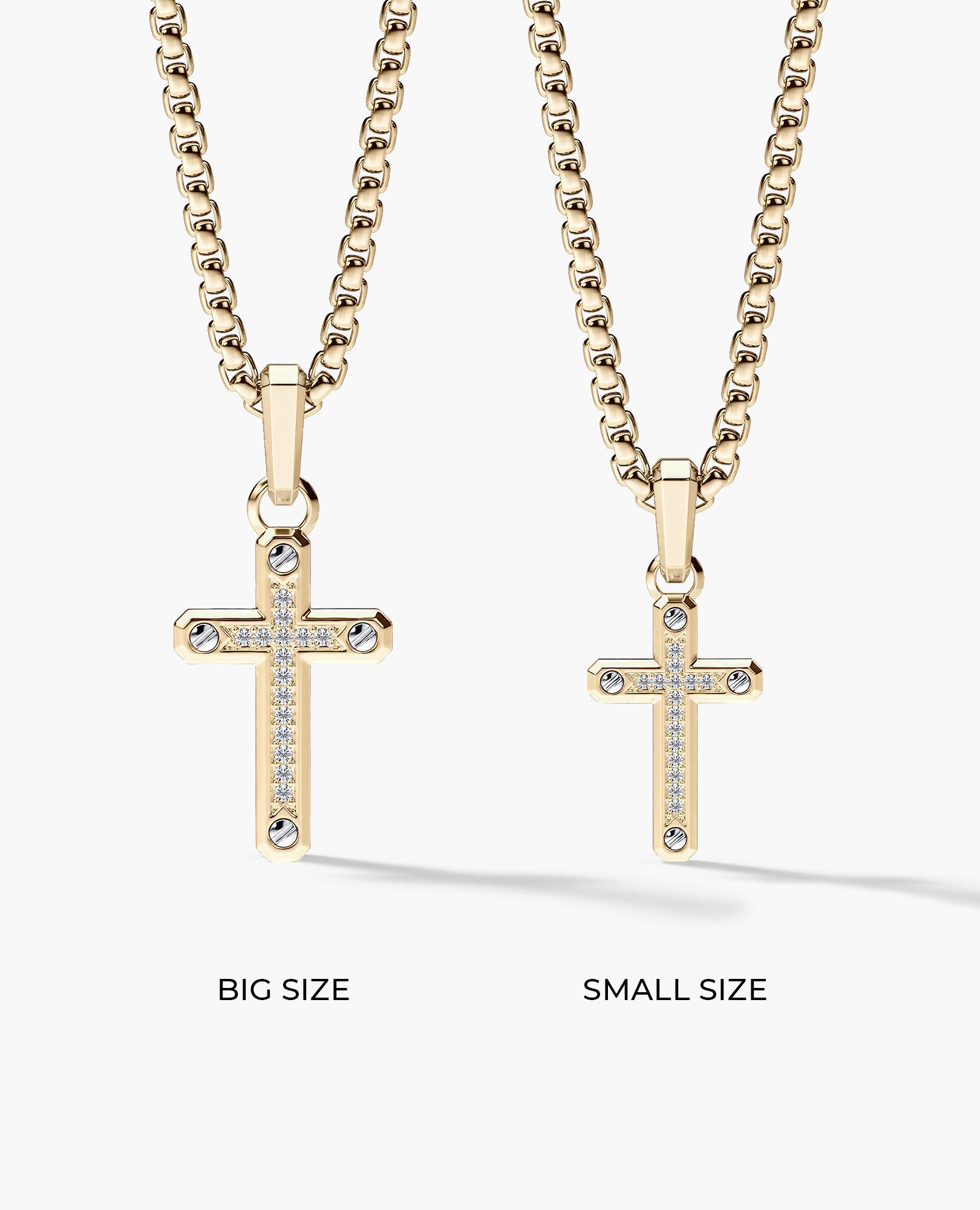 CROSS Two-Tone Gold Pendant with 0.05ct Diamonds - 25mm