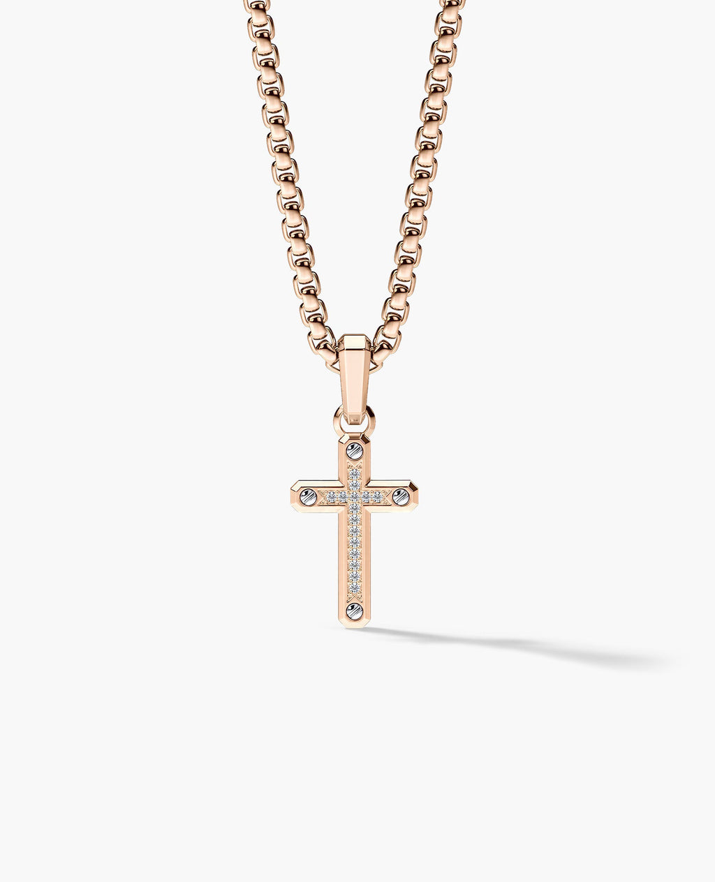 CROSS Two-Tone Gold Pendant with 0.05ct Diamonds - 25mm