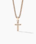 CROSS Two-Tone Gold Pendant with 0.05ct Diamonds - 25mm