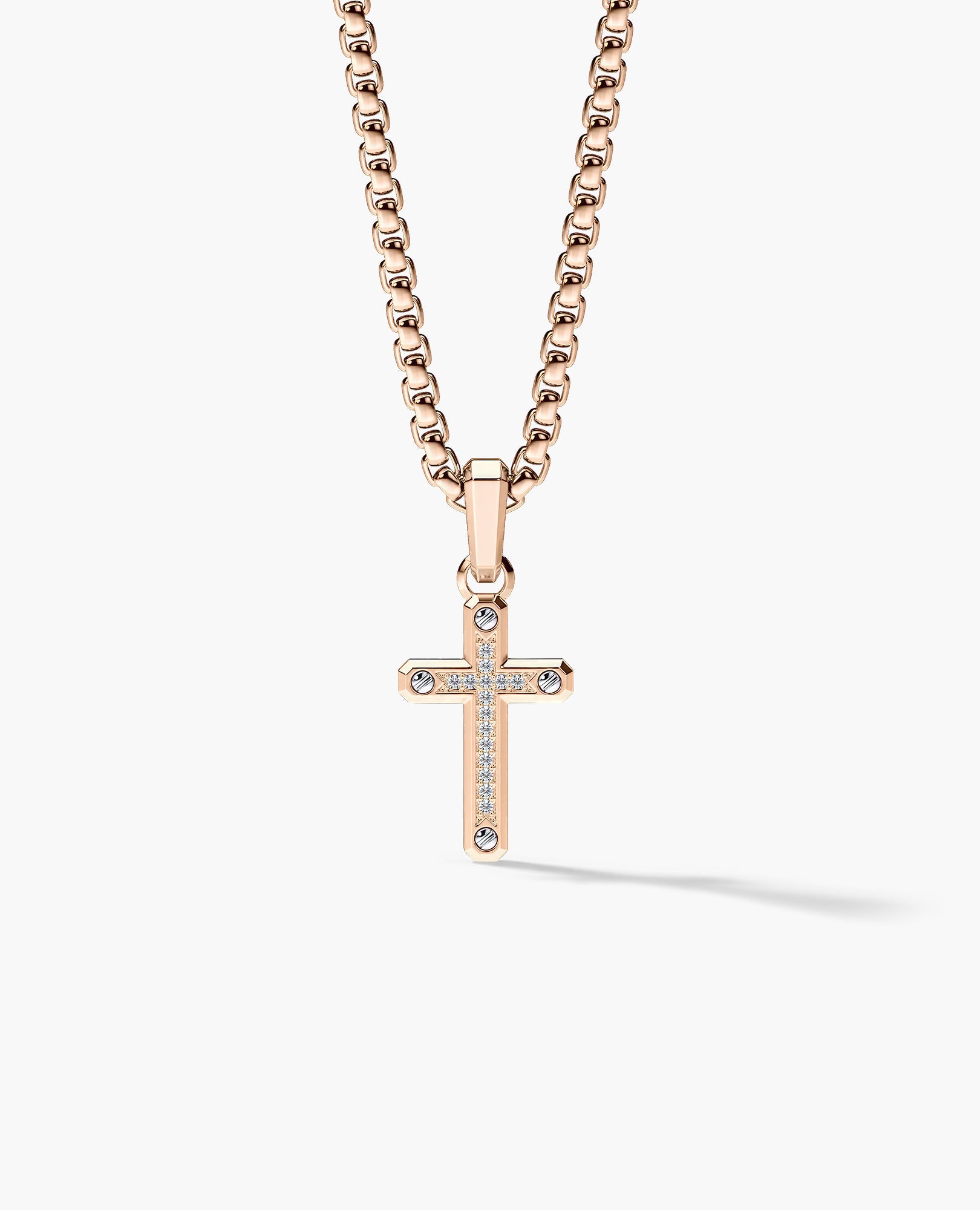 CROSS Two-Tone Gold Pendant with 0.05ct Diamonds - 25mm