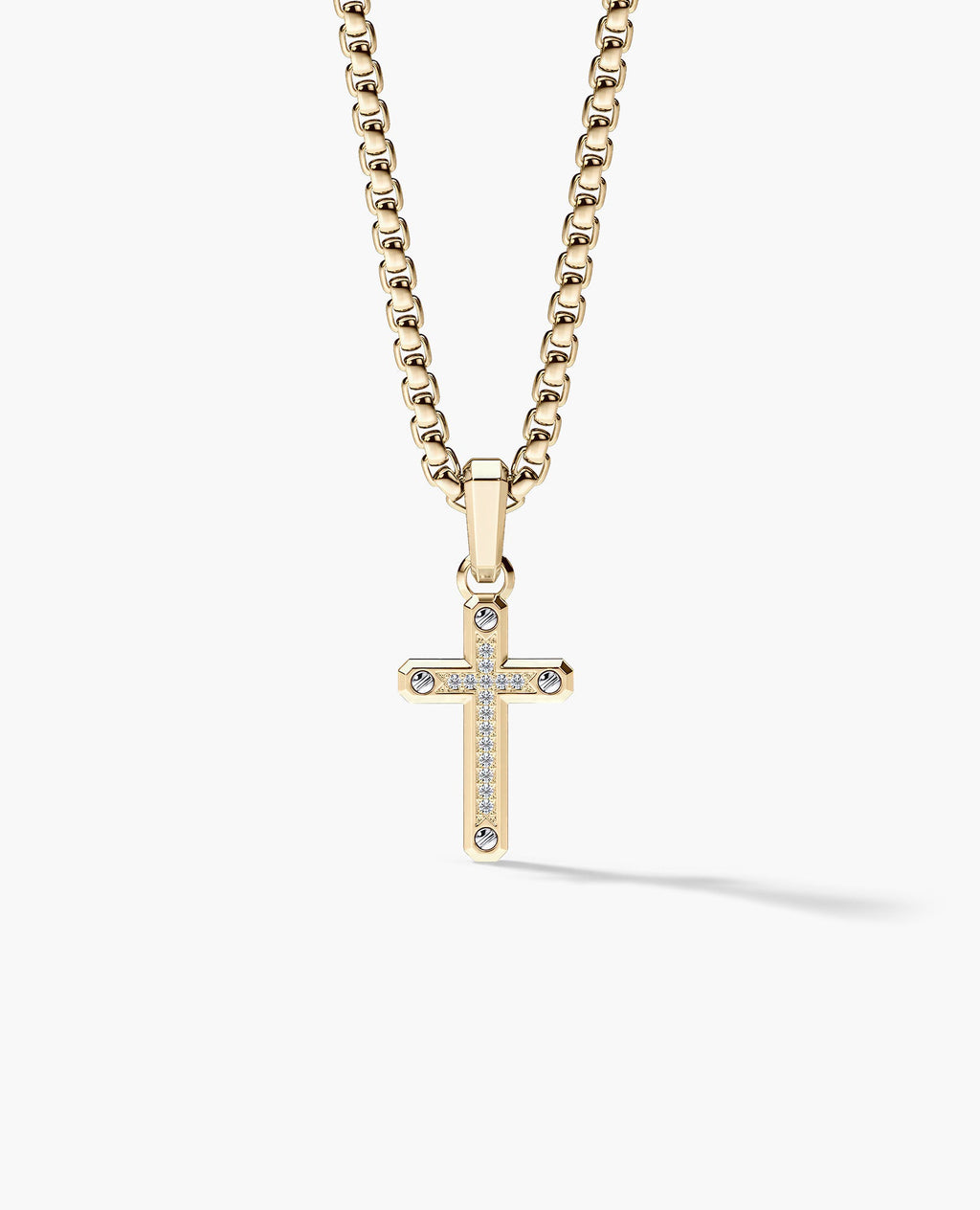 CROSS Two-Tone Gold Pendant with 0.05ct Diamonds - 25mm