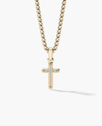 CROSS Two-Tone Gold Pendant with 0.05ct Diamonds - 25mm