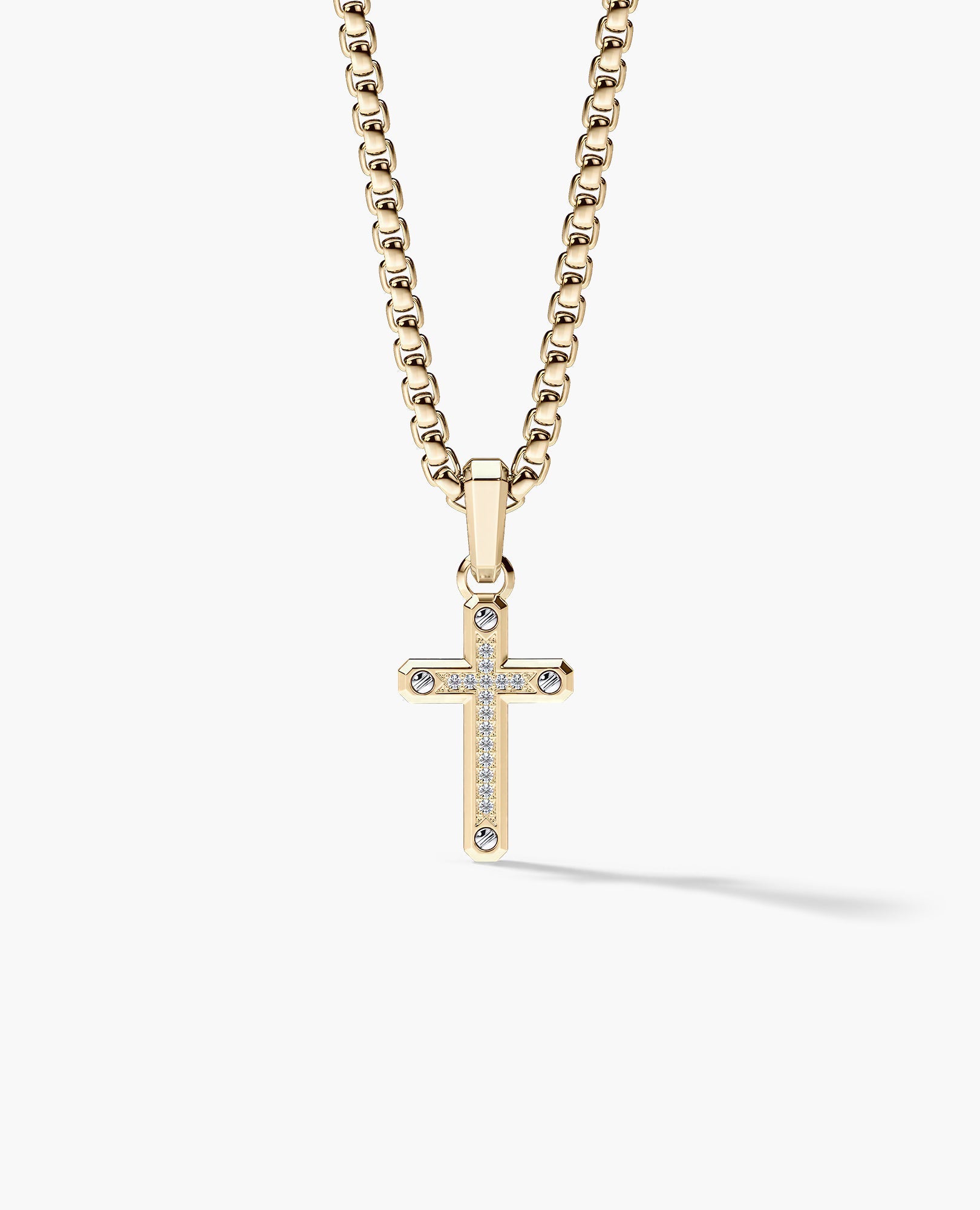 CROSS Two-Tone Gold Pendant with 0.05ct Diamonds - 25mm
