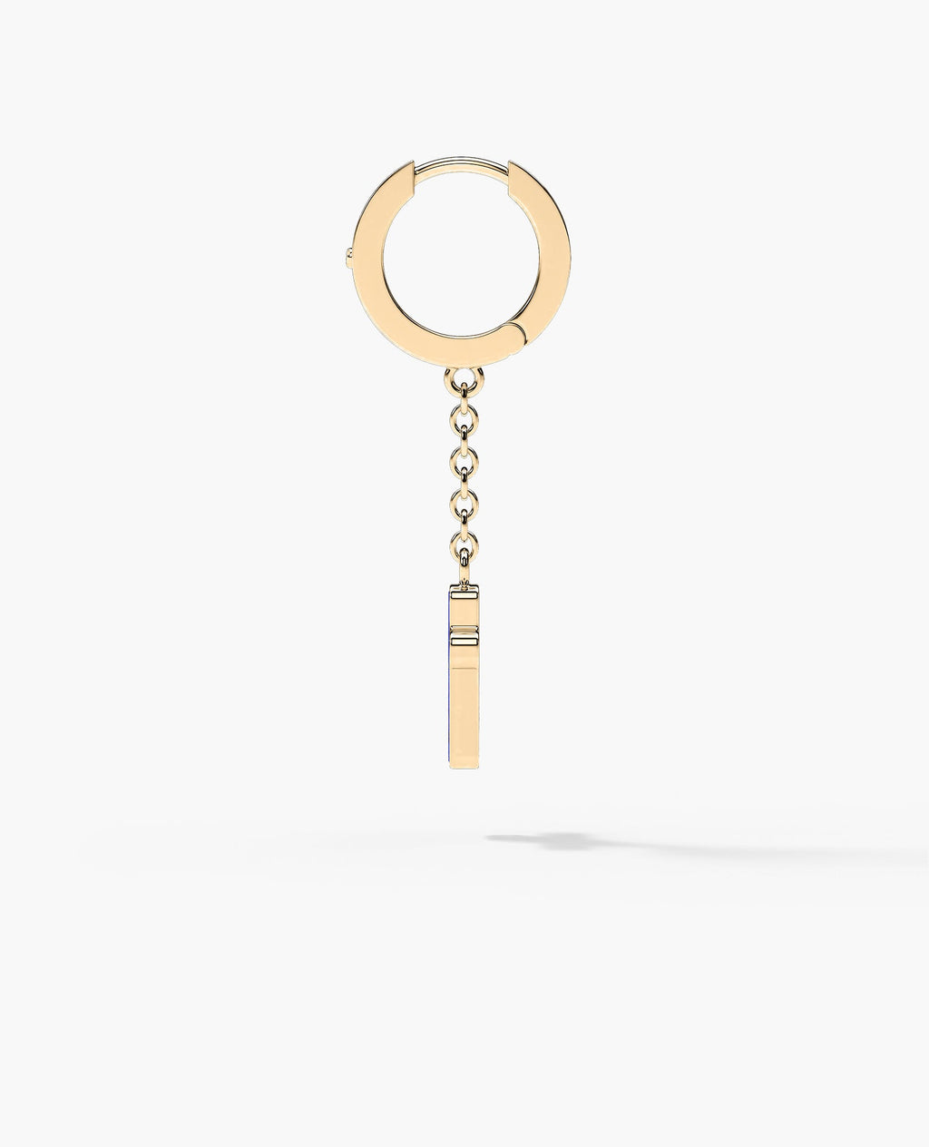 DANGLE CROSS Hoop Gold Earring on the chain with Malachite