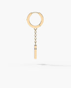 DANGLE CROSS Hoop Gold Earring on the chain with Malachite