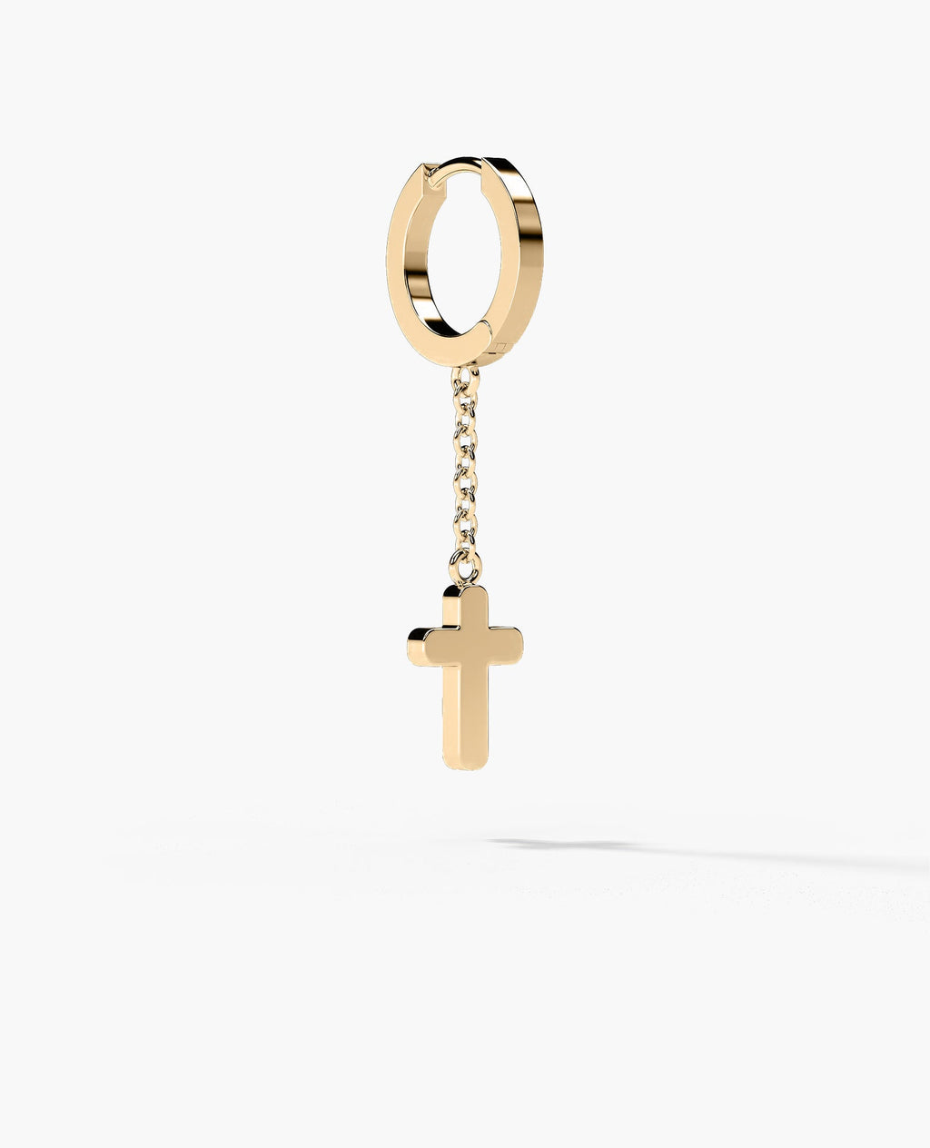 DANGLE CROSS Hoop Gold Earring on the chain with Malachite