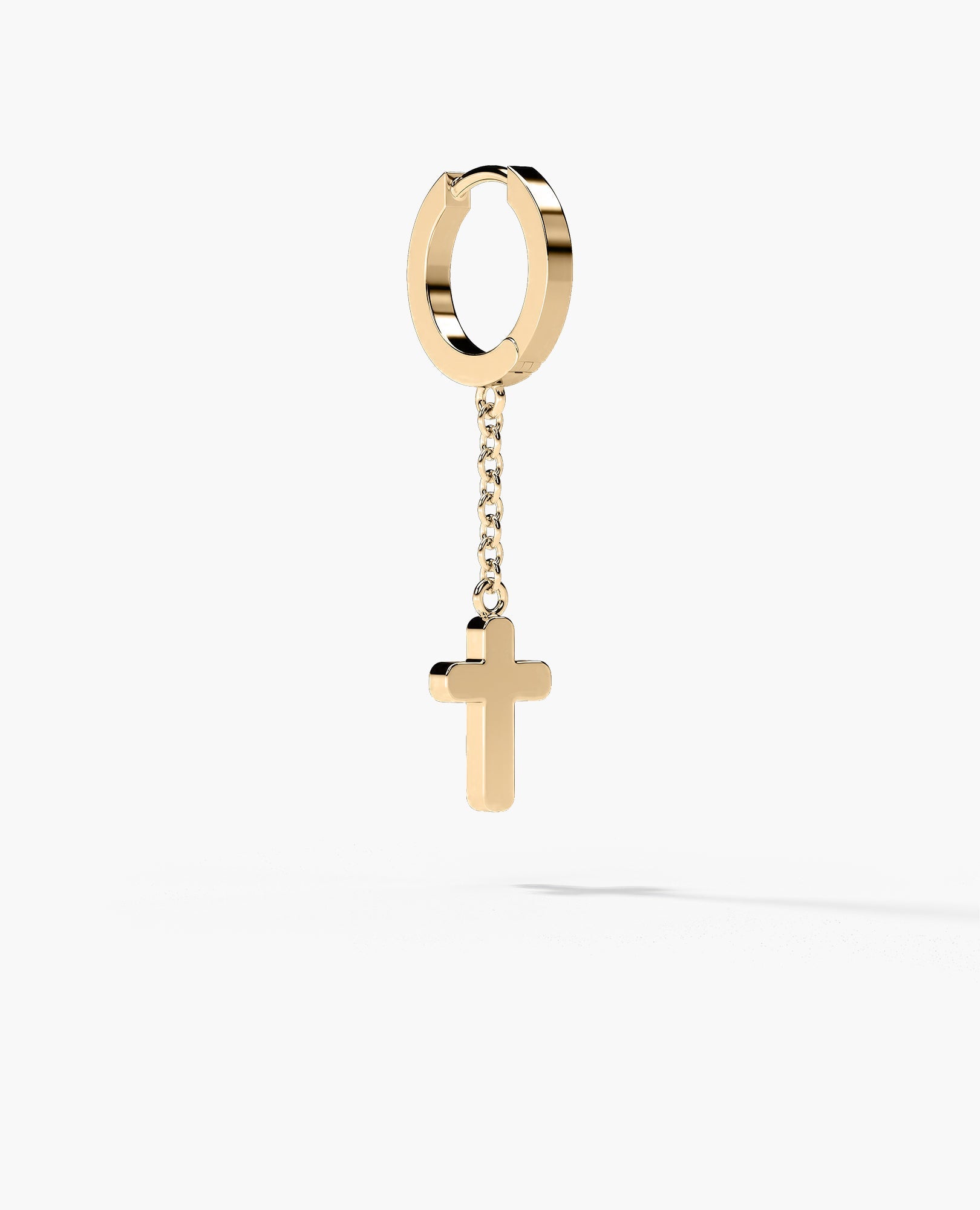 DANGLE CROSS Hoop Gold Earring on the chain with Malachite