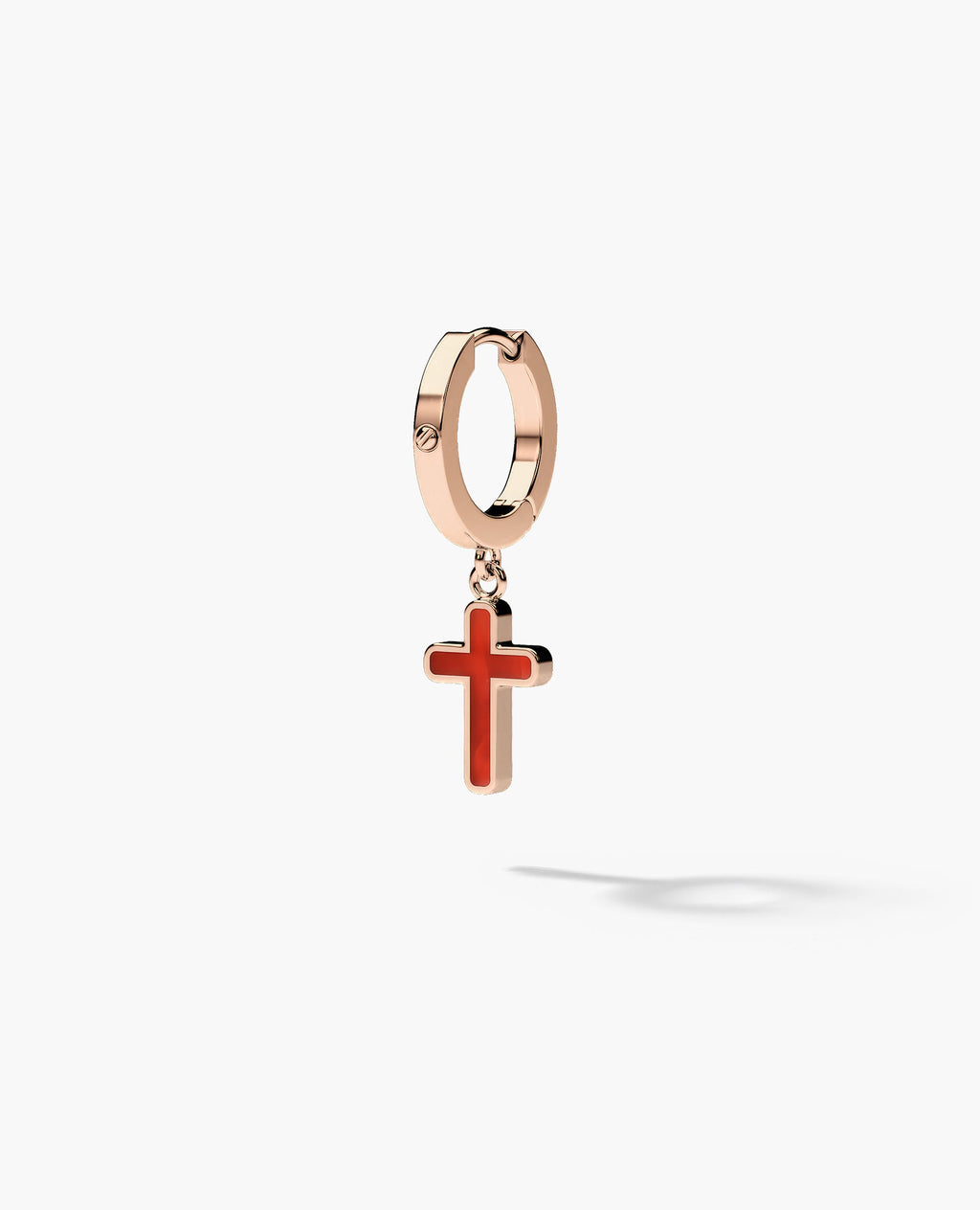 DANGLE CROSS Hoop Gold Earring with Carnelian