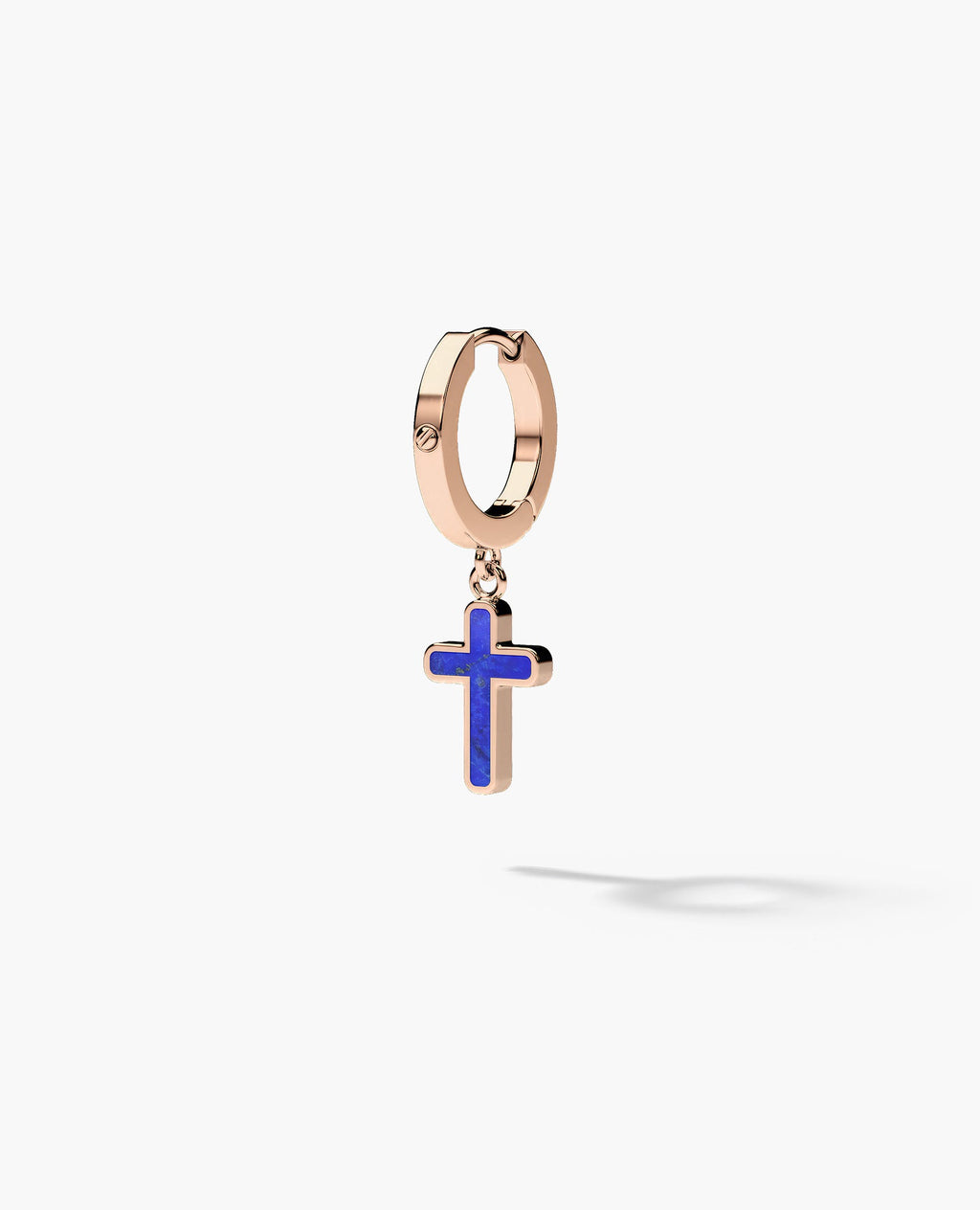 DANGLE CROSS Hoop Gold Earring with Lapis