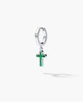 DANGLE CROSS Hoop Gold Earring with Malachite