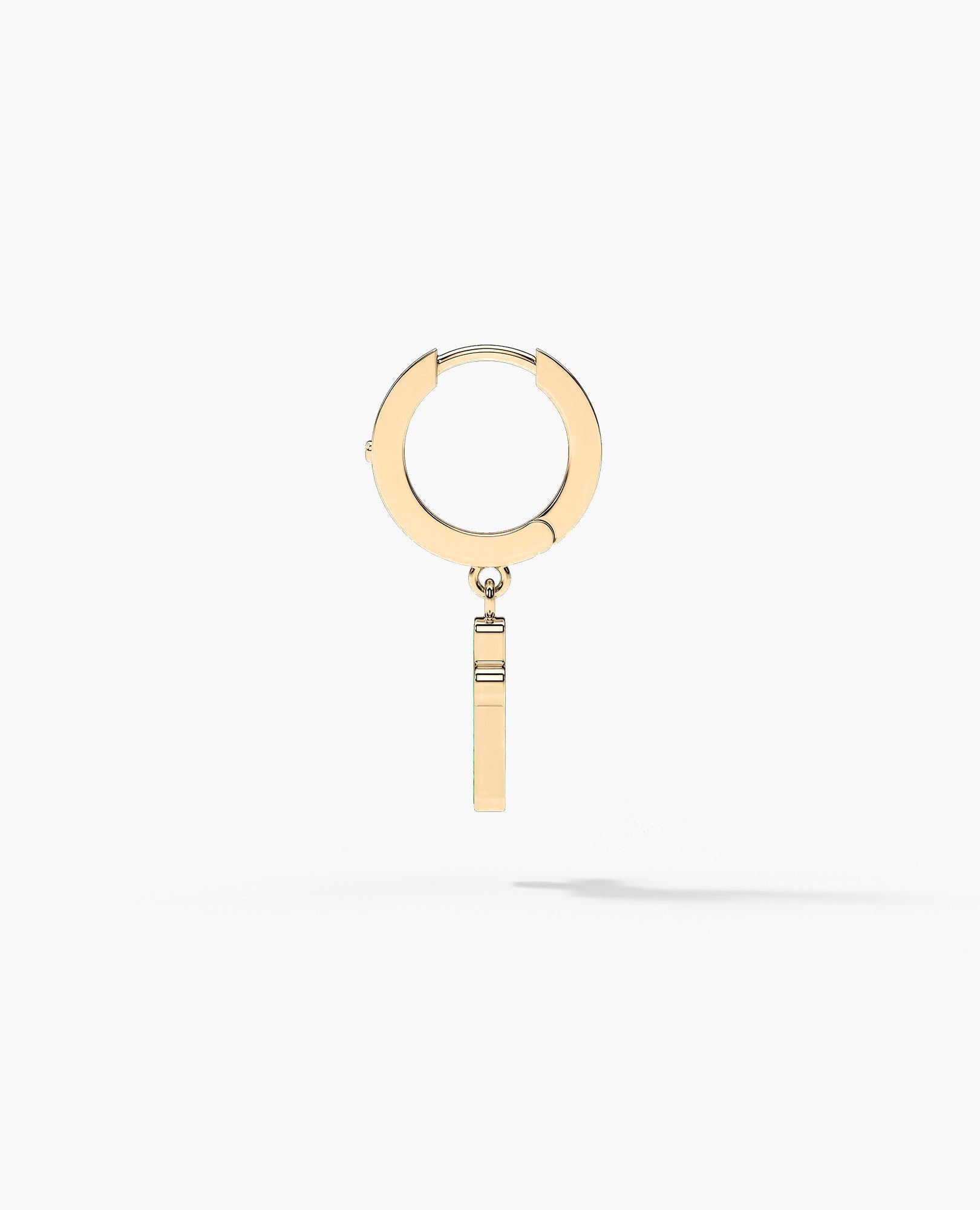 DANGLE CROSS Hoop Gold Earring with Black Onyx