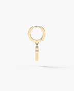 DANGLE CROSS Hoop Gold Earring with Carnelian