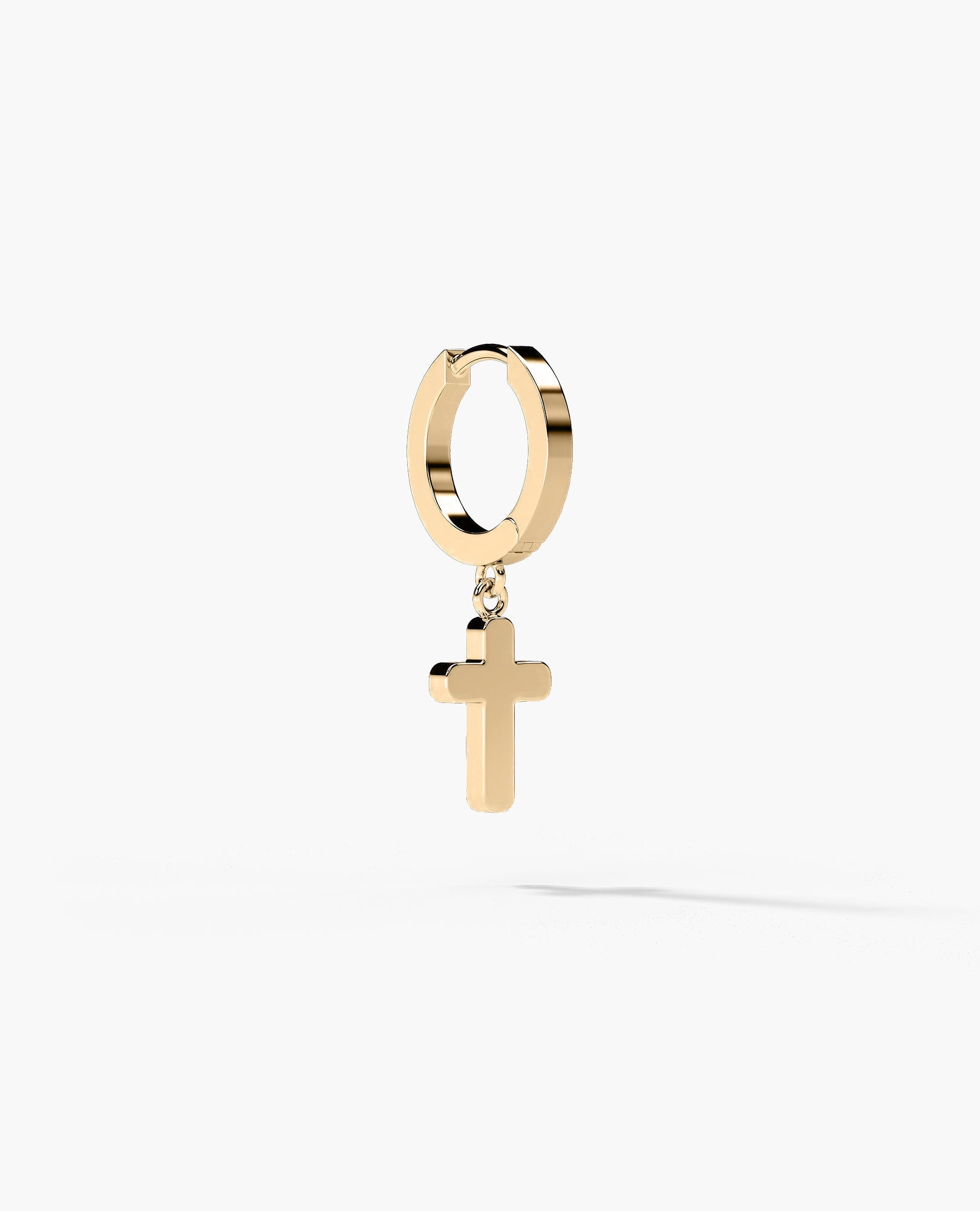 DANGLE CROSS Hoop Gold Earring with Black Onyx