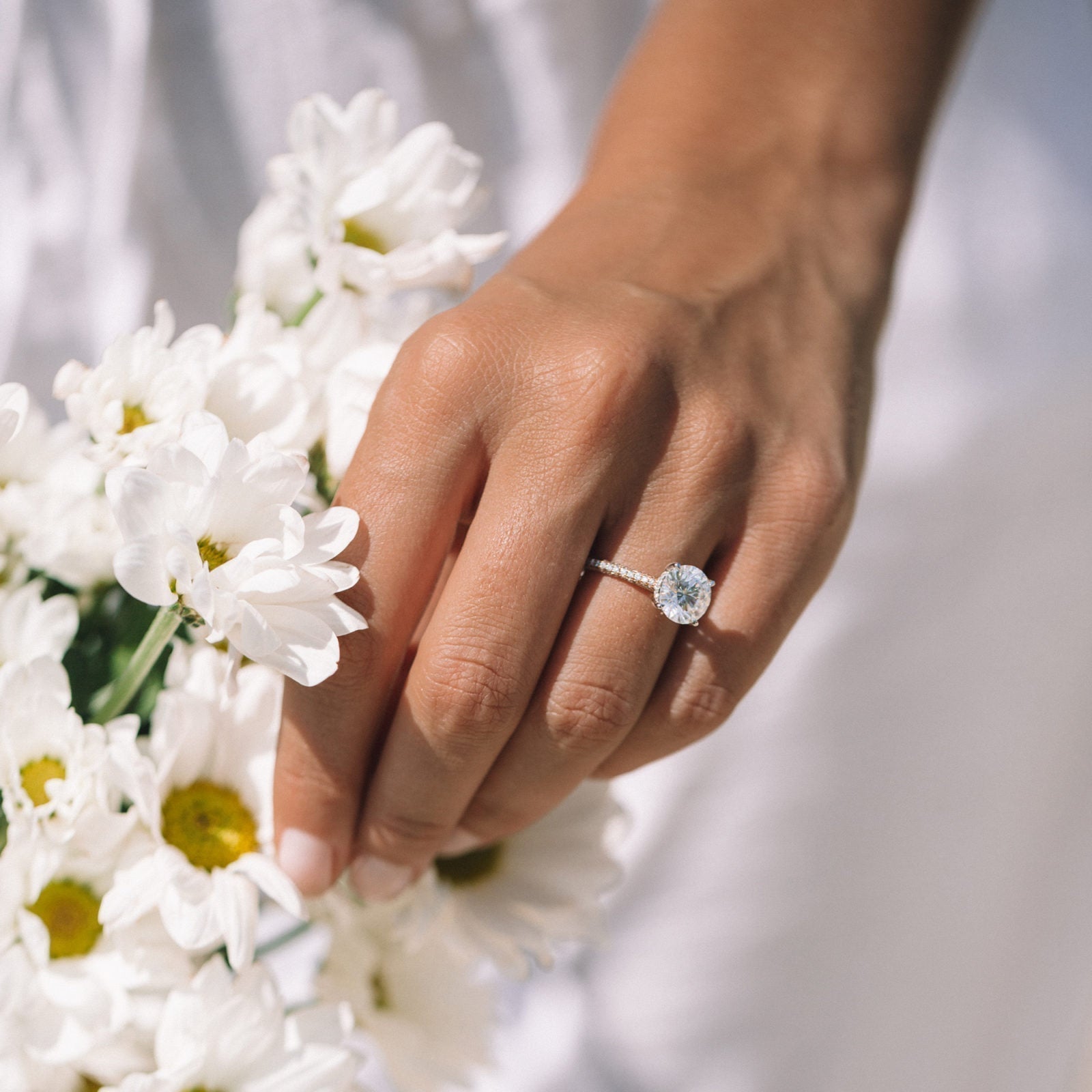 2.30 CT Round Moissanite Pave Setting Engagement Ring