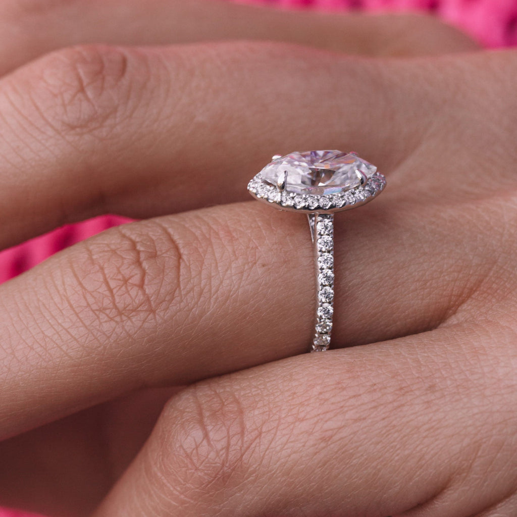 1.60 CT Marquise Cut Moissanite Halo Engagement Ring