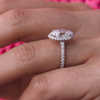 1.60 CT Marquise Cut Moissanite Halo Engagement Ring