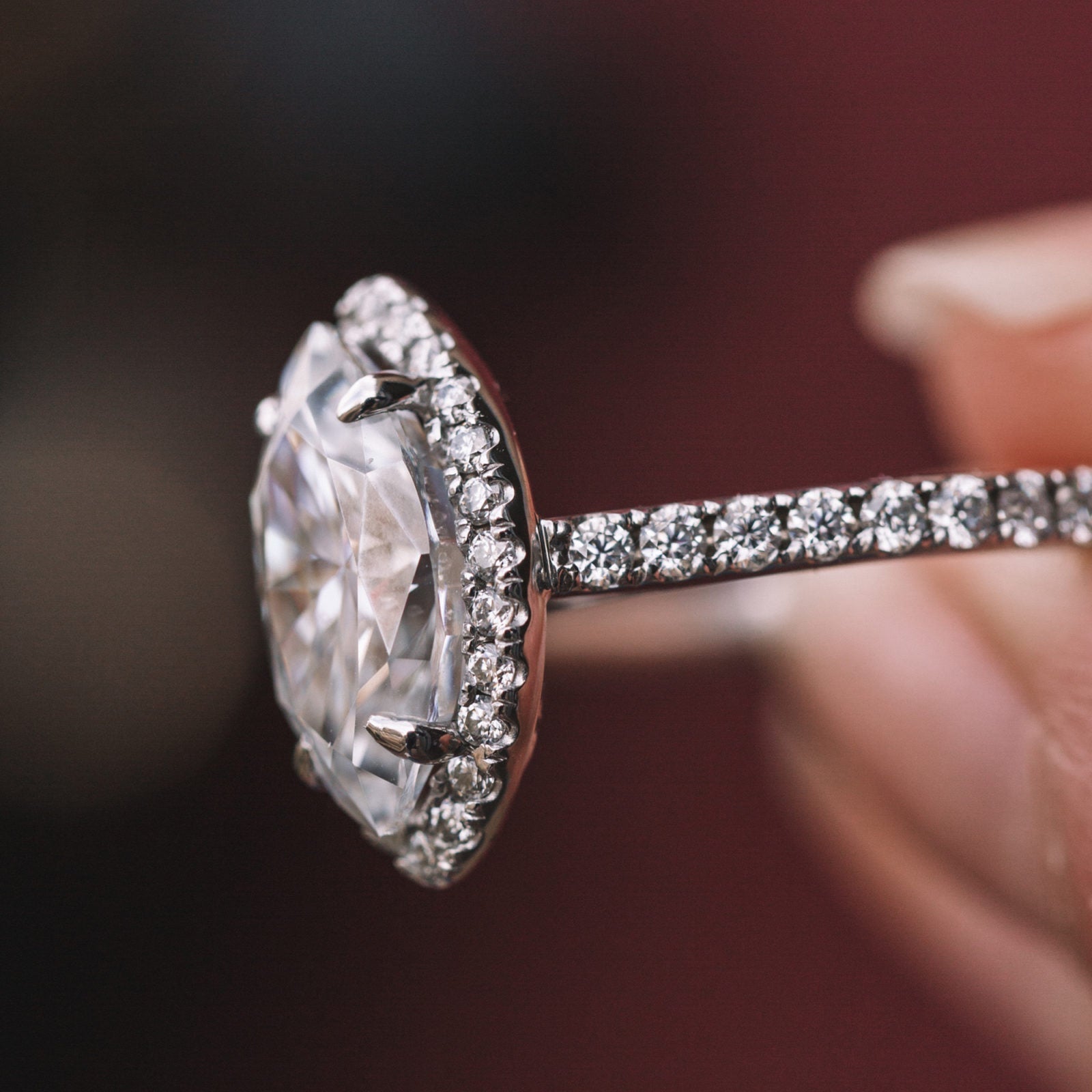 1.60 CT Marquise Cut Moissanite Halo Engagement Ring