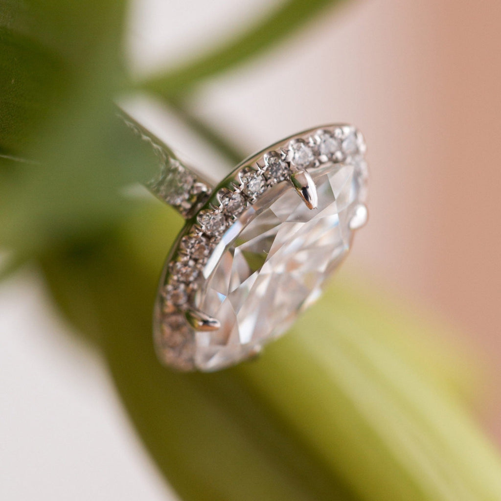 1.60 CT Marquise Cut Moissanite Halo Engagement Ring
