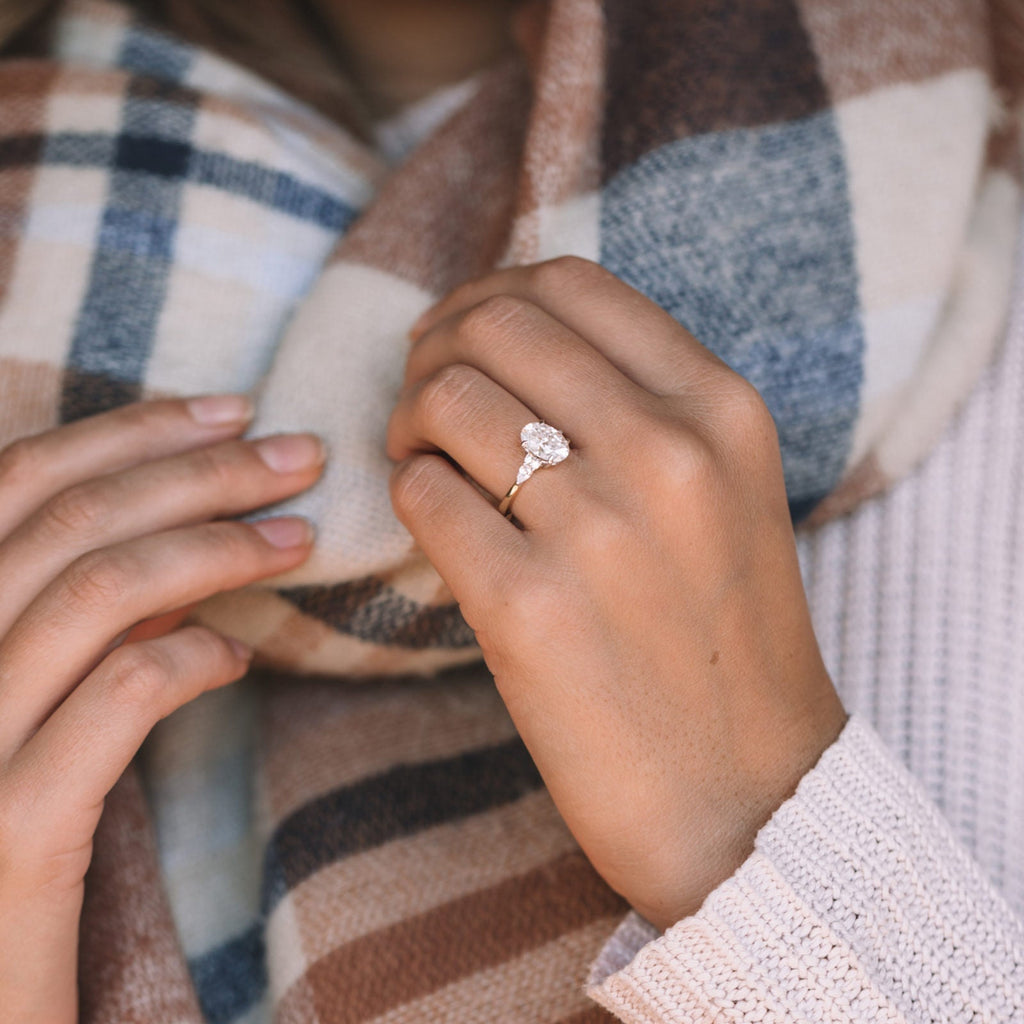 2.05 CT Oval Cut Moissanite Three Stone Engagement Ring