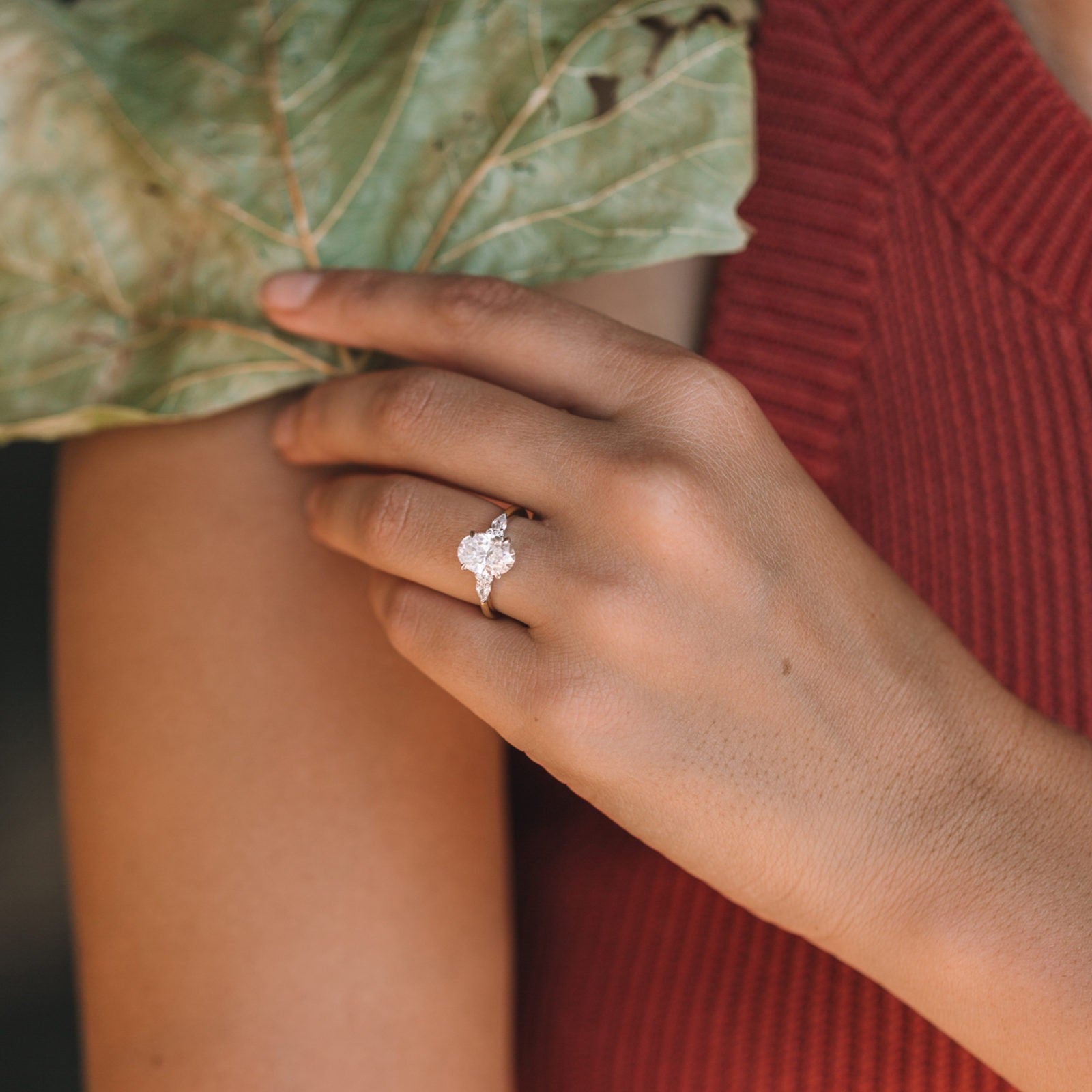 2.05 CT Oval Cut Moissanite Three Stone Engagement Ring