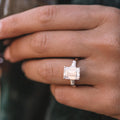 4.40 CT Emerald Moissanite Three Stones Engagement Ring