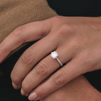 1.35 CT  Round Cut Pave Style Moissanite Engagement Ring