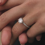 1.35 CT  Round Cut Pave Style Moissanite Engagement Ring