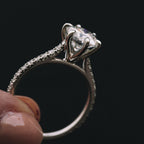 1.35 CT  Round Cut Pave Style Moissanite Engagement Ring