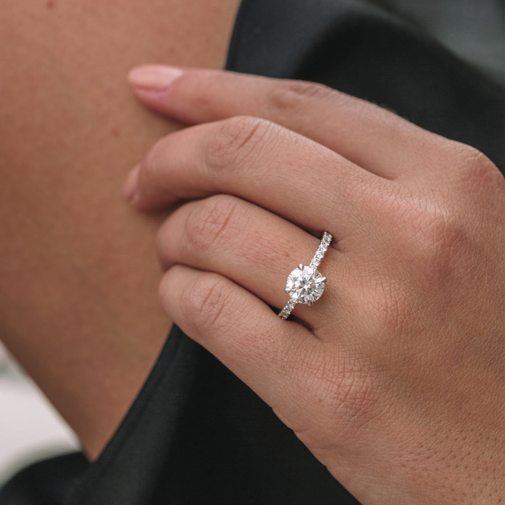 1.90 CT Round Cut Moissanite Hidden Halo & Pave Setting Engagement Ring