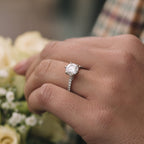 1.35 CT  Round Cut Pave Style Moissanite Engagement Ring