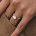 1.35 CT  Round Cut Pave Style Moissanite Engagement Ring