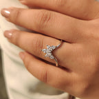 U Shape Curved Wedding Band with Marquise and Round Diamonds